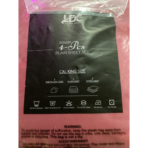 Lux Decor Collection Burgundy Microfiber 4pcs Plain Sheet Set California King - Picture 3 of 3